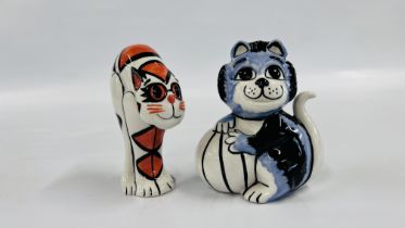 TWO LORNA BAILEY COLLECTORS CAT ORNAMENTS TO INCLUDE IZZY & BALL BEARING SIGNATURE H 13CM.