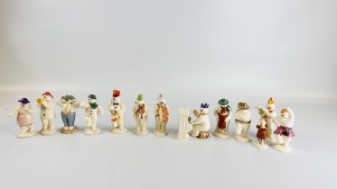 A COLLECTION OF 14 ROYAL DOULTON SNOWMAN FIGURES RANGING FROM 1985-1988 TO INCLUDE JAMES,
