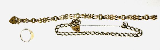 A 9CT GOLD GATE BRACELET WITH PADLOCK CLASP A/F,