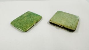 A VINTAGE SHARGREEN POWDER COMPACT AND CIGARETTE CASE.