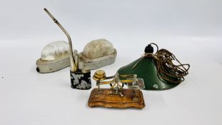 SMALL GROUP OF COLLECTIBLE ITEMS TO INCLUDE CLASON PIPE, VINTAGE SCALES,