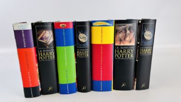 A GROUP OF SEVEN HARRY POTTER BOOKS ALL FIRST EDITIONS TO INCLUDE DEATHLY HALLOWS,