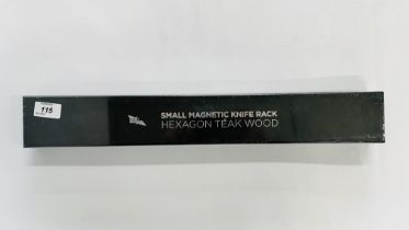 1 X AS NEW BOXED EDGE OF BELGRAVIA SMALL MAGNETIC KNIFE RACK HEXAGON TEAK WOOD