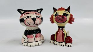TWO LORNA BAILEY COLLECTORS CAT ORNAMENTS TO INCLUDE SABRINA AND MAC BEARING SIGNATURE H 13CM.