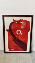 AN ENGLAND RUGBY LAWRENCE DALLAGLIO FRANCE V ENGLAND 18th AUGUST 2007 MATCH WORN SHIRT BEARING