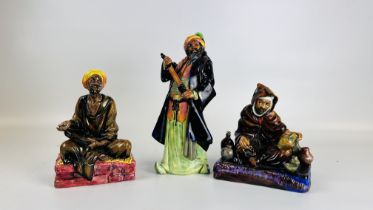 THREE ROYAL DOULTON FIGURES "MENDICANT" HN1365 H 20CM A/F,