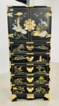 AN ORIENTAL LACQUERED MULTI DRAWER CHEST,