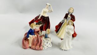 4 ROYAL DOULTON FIGURES TO INCLUDE THE BEDTIME STORY GAIL (SIGNED 1988),