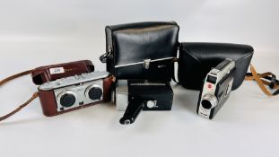 A GROUP OF 3 VINTAGE CAMERAS TO INCLUDE A 110CA STEREO CAMERA WITH CASE, CINE KODAK ROYAL,