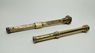 TWO ORNATE ANTIQUE GILT PROPELLING PENCILS TO INCLUDE AN EXAMPLE MAKRED S. MORDAN & CO.