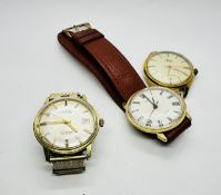 THREE VINTAGE WATCHES TO INCLUDE TIMEX, SWISS EMPEROR (A/F BRACELET) & A WILKA WATCH FACE.