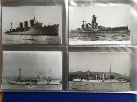 EPHEMERA: BINDER WITH A COLLECTION POSTCARD SIZE PHOTOS OF SHIPS, MOST ANNOTATED ON REVERSE,