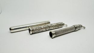 A GROUP OF 3 VINTAGE PENCIL HOLDERS BY S. MORDAN & CO. TO INCLUDE TWO SILVER EXAMPLES.