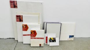 COLLECTION OF AS NEW ARTISTS CANVASES OF VARIOUS SIZES.