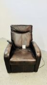 MODERN BROWN LEATHER ELECTRIC RECLINING CHAIR - SOLD AS SEEN.