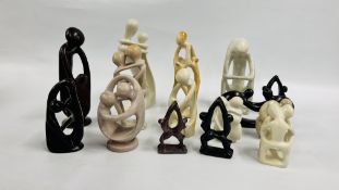 SELECTION OF SOAPSTONE SCULPTURES.