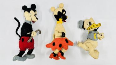 VINTAGE MICKEY AND MINNIE MOUSE AND DONALD DUCK FELTS.