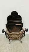 A VICTORIAN WROUGHT IRON FIRE BASKET A/F