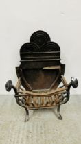 A VICTORIAN WROUGHT IRON FIRE BASKET A/F