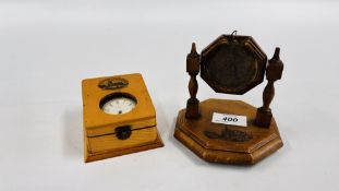 2 MAUCHLINE POCKET WATCH HOLDER ALONG WITH AN INGERSOLL CROWN POCKET WATCH.