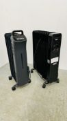 TWO ELECTRIC WHEELED ROOM HEATERS TO INCLUDE ANSIO AND AMAZON BASICS - SOLD AS SEEN.
