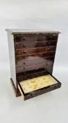 A VICTORIAN MAHOGANY 10 DRAWER COLLECTORS CHEST CONTAINING A COLLECTION OF BUTTERFLY AND MOTH