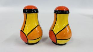 LORNA BAILEY SUNBURST CRUET SET / SALT AND PEPPER - HEIGHT 10CM.