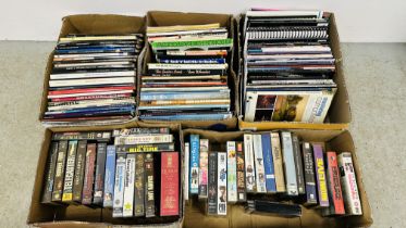 5 BOXES OF MUSIC RELATED VIDEOS AND GUITAR BOOKS AND MUSIC BOOKS, ETC.