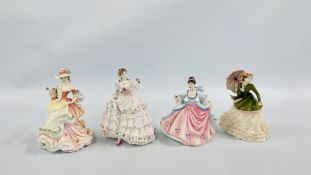 3 ROYAL DOULTON FIGURES TO INCLUDE REBECCA, FLOWERS OF LOVE ROSE (SIGNED 1996),