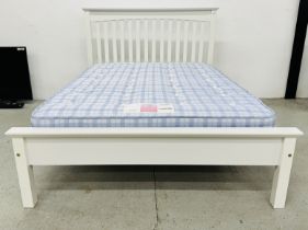 A MODERN DOUBLE WHITE FINISH BED FRAME AND A LAYEZEE BEDS POSTURE ZONE CHECKMATE MATTRESS.