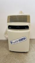 A DELONGHI PINGUINO F16 DGT PORTABLE AIR CONDITIONING UNIT COMPLETE WITH REMOTE - SOLD AS SEEN.