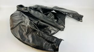 TWO LEATHER MOTORCYCLE JACKETS TO INCLUDE DYNAMIC AND FRANK THOMAS - SIZE 46.