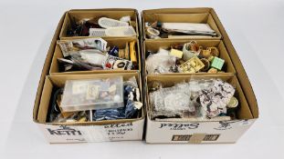 2 X BOXES CONTAINING AN EXTENSIVE COLLECTION OF DOLLS HOUSE FURNISHINGS AND DECORATIVE ACCESSORIES,