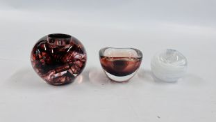 3 X KOSTA BODA ART GLASS ANNIE EIHNER VOLTIVE TEALIGHT HOLDERS.