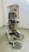 CATER-MIX COMMERCIAL FLOOR STANDING FOOD MIXER MODEL SM-30 COMPLETE WITH BOWL, DOUGH HOOK,