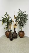 A GROUP OF FOUR ARTIFICIAL PLANTS,