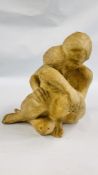 AN IMPRESSIVE NUDE LOVERS IN BRACE SCULPTURE BEARING SIGNATURE H 48CM.