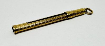 AN ANTIQUE 9CT GOLD TOOTHPICK L 6CM.