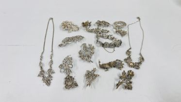 SELECTION OF VINTAGE MARCASITE BROOCHES.