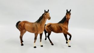 TWO ROYAL DOULTON MATT FINISH HORSE ORNAMENTS.