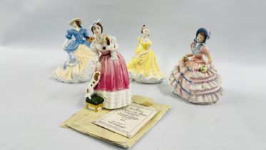 4 ROYAL DOULTON FIGURES TO INCLUDE PRESTIGE FIGURE OF THE YEAR 2007 LADY ANNA LOUISE, NINETTE,