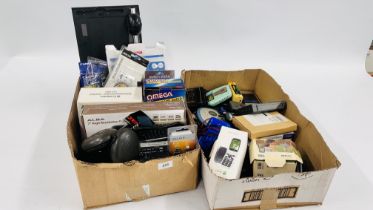 2 X BOXES CONTAINING A COLLECTION OF VINTAGE AND MODERN ELECTRICAL DEVICES TO INCLUDE NOKIA