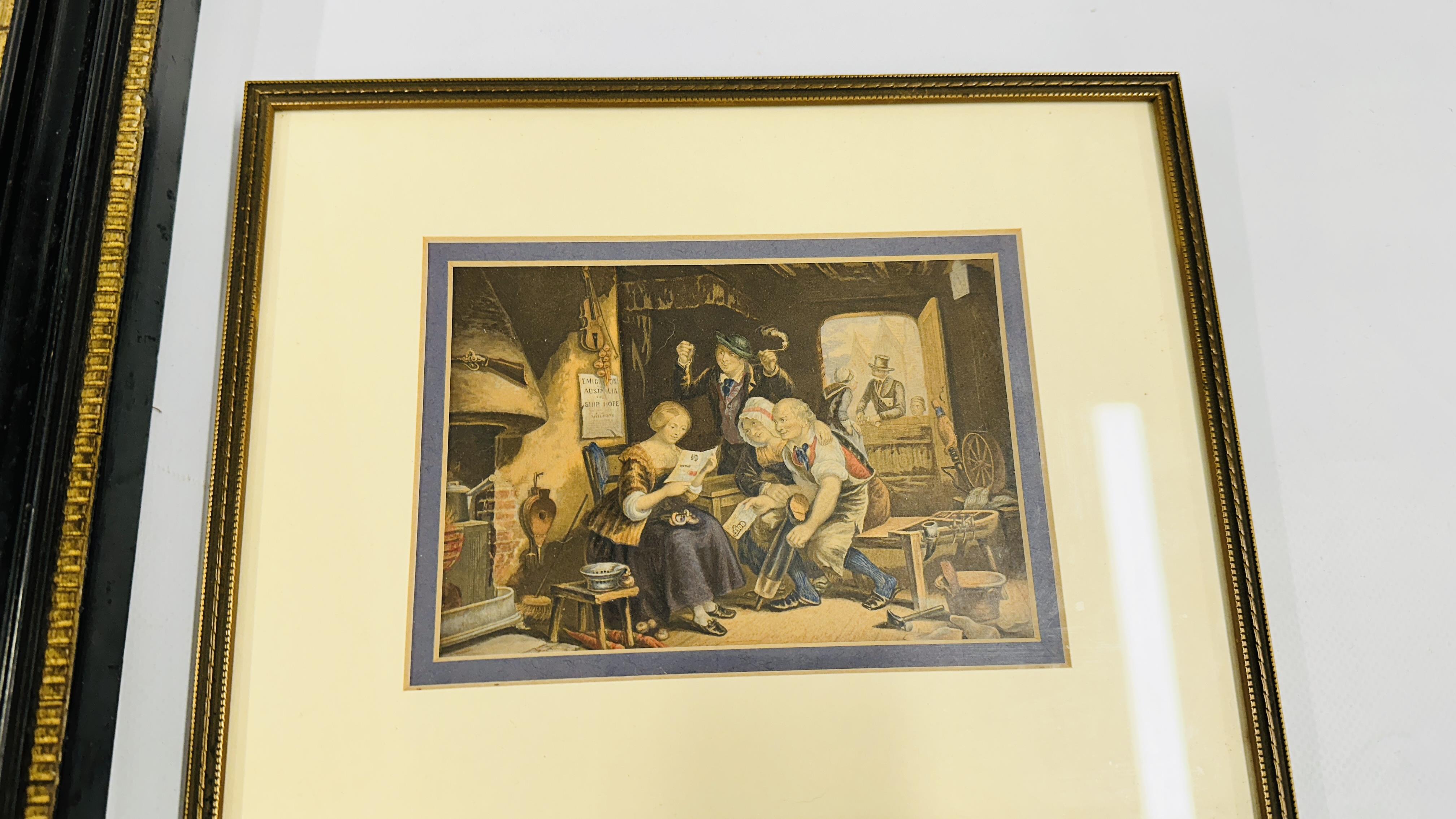 A FRAMED ANTIQUE MEZZOTINT ALONG WIITH 2 BAXTER PRINTS (C1854) NEWS FROM AUSTRALIA AND FROM HOME - Image 4 of 5