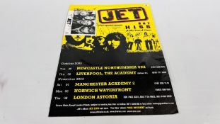 A "JET" ROCK BAND GIG DATES POSTER OCTOBER 2003 ALONG WITH A JET ROCK BAND PRINT SIGNED BY BAND.