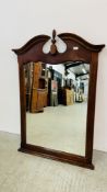 REPRODUCTION MAHOGANY WALL MIRROR, W 86CM X H 125CM.