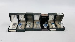 7 BOXED GENT'S WRIST WATCHES INCLUDING CONTEMPLATE QUARTZ ETC.