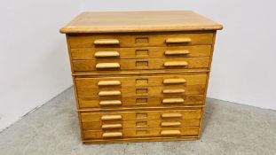 A NINE DRAWER ABBESS OAK PLAN CHEST, W 96CM X D 68CM X H 89CM.