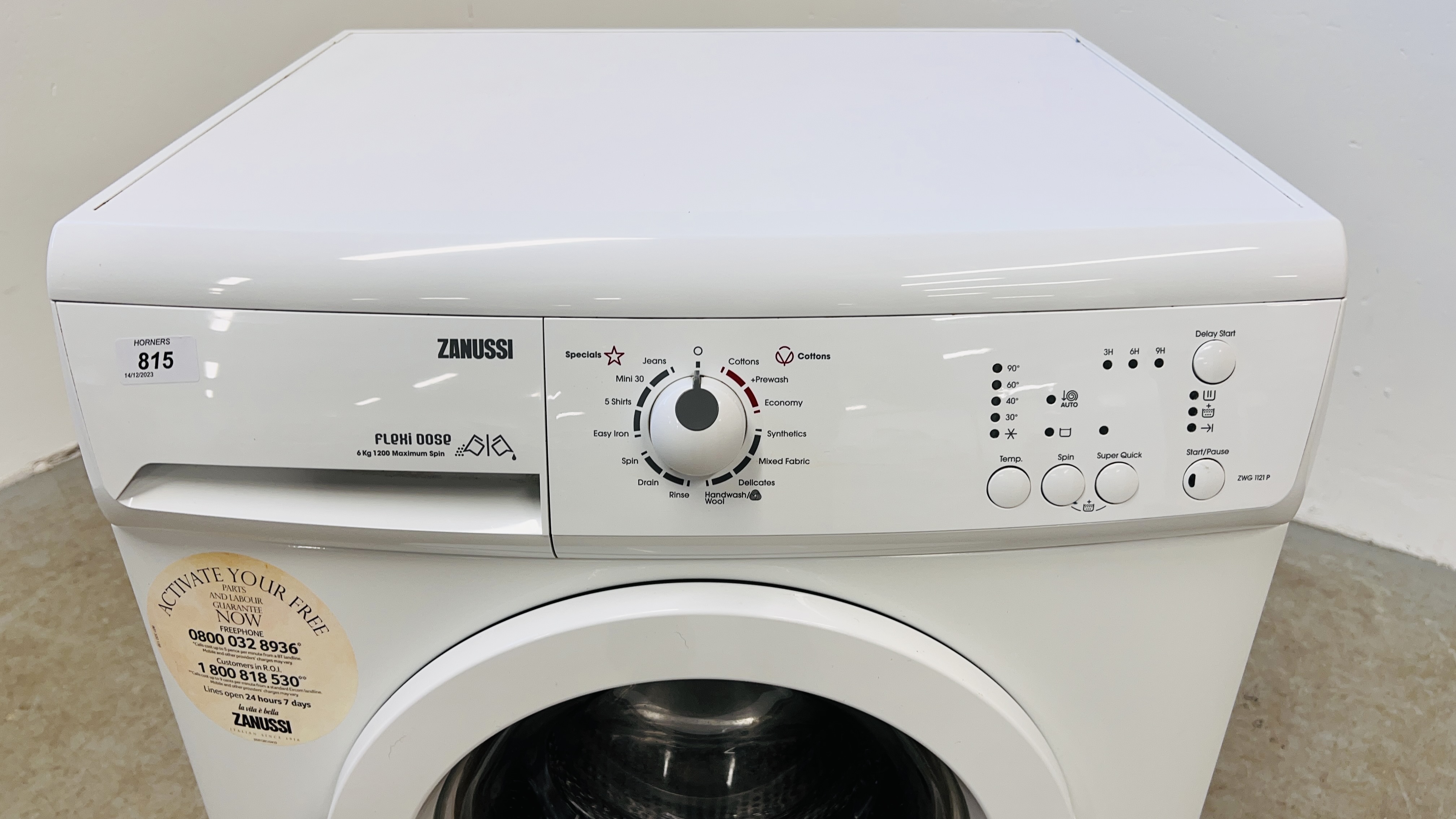 ZANUSSI FLEXI DOSE WASHING MACHINE - SOLD AS SEEN. - Image 2 of 5