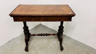 VICTORIAN FOLDING TOP CARD TABLE - W 91 X D 46CM X H 76CM (CLOSED)