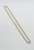 A FLAT LINK NECKLACE MARKED 9K, L 45CM ALONG WITH A 9CT GOLD RING STONE NOT PRESENT.